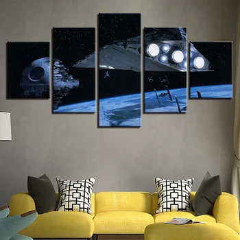 Oturma Odası Dekoratif Çerçeve Poster Tuval Uzay HD Resim İçin fotoğraf Duvar Modüler Panel 5 Film Star Wars Soyut Resim