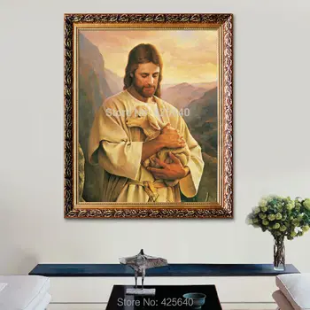 Oturma odası ev dekorasyonu caudros decoracion için İsa Mesih baskı resim İsa kucaklamak tavşan poster ve baskı Duvar sanat Resim