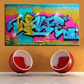 Oturma Odası İçin büyük boy Baskı yağlı Boya grafiti sanatı 2 Duvar boyama Ev Dekoratif Duvar Sanat Resim Çerçeve boyama