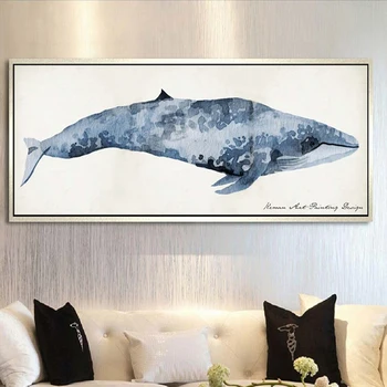 Oturma Odası, Yatak Odası Ev Dekorasyonu İçin Köpekbalığı Canvas Hayvan Posterleri Sanat Minimalist Baskı İskandinav Duvar Resim Çerçevesi