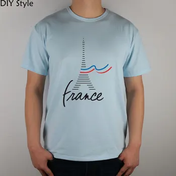 Paris'te NOUVEAU LOGO FRANSA, Eyfel Kulesi, Fransa T-shirt erkekler kısa kollu pamuk Likra üst