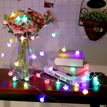 Parlak 8 50 AA pille Çalışan Dize ışıkları Noel Düğün salonu Garland Parti süslemeleri için Gül çiçek Peri ışıkları led