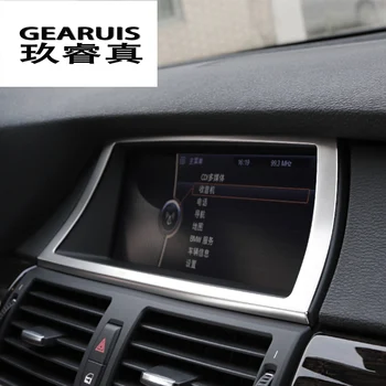 Paslanmaz çelik Araba İç Navigasyon Kontrol Paneli klima outlet Dekoratif Çerçeve Kapak Kırpma için BMW e70 e71 X5 X5