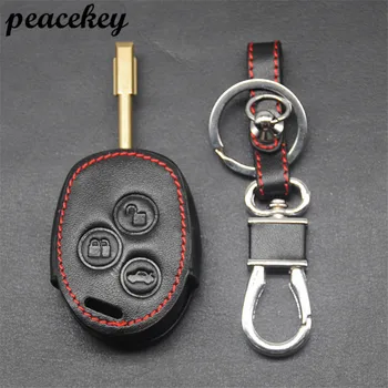 Peacekey Peacekey Hakiki Deri araba anahtar Ford Focus anahtar tutucu çanta uygun 3 düğme uzaktan anahtar case kapak