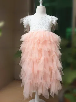 Perakende 2018 Kızlar dantel uzun elbise , kız elbise , bebek elbise , çiçek kız elbise,TUTU BBJ008