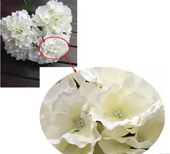 PHFU Ev Dekorasyon Çiçek Yapay Ortanca Çiçek 5 Büyük baş Dekor DİY Krem beyaz Buket