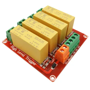 PLC otomasyon ekipmanları için 4 kanal solid state röle modülü 5 V 12 V 24 V yüksek seviye tetik DC kontrol AC yük 5A kontrol