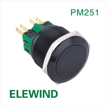 (PM251F)25mm ELEWİND Siyah alluminum Kilitleme düğmesi anahtarı-11Z/A