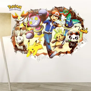 Pokemon karikatür Duvar Çıkartmaları Çocuklar için Duvar Çıkartmaları Ev Dekorasyonu Pikachu Poster 3D Etkisi Duvar Sanatı Duvar resmi Çocuk Odası