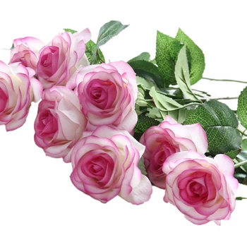 Pratik Butik 10 adet Gerçek Dokunuş Gül Dekor Yapay İpek Çiçek Buketi Ev Partisi Dekor Çiçek Gül Lateks