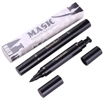Profesyonel Göz Kalemi Sıvı Siyah su Geçirmez Çift uçlu Makyaj Kalemi Pulları İnce Çizgiler Kozmetik Eyeliner Kalem makyaj