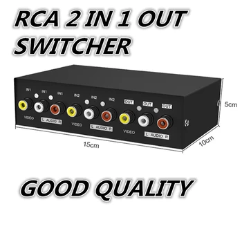 PS2 XBox için 1 adet 2 Way Splitter AV RCA Ses Video Seçici Anahtarı Kutusu w/3 RCA Kablo #50702