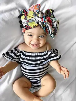 Pudcoco Yaz Yeni Çocuk Giyim yeni Doğan Bebek Kız Pamuk Çizgili Badi Tulum 0 Elbiseler Kıyafetler 24 Şirin-