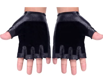 Punk tarzı PU deri erkek Kış Binicilik spor parmaksız eldiven spor eldiven açık Nefes kayma eldiven