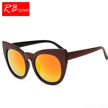 RBROVO 2018 Ahşap Tahıl Kedi Gözü güneş Gözlüğü Kadınlar Şeker Renkli Güneş Gözlükleri UV400 Gözlük Klasik Retro Oculos De Sol Gafas