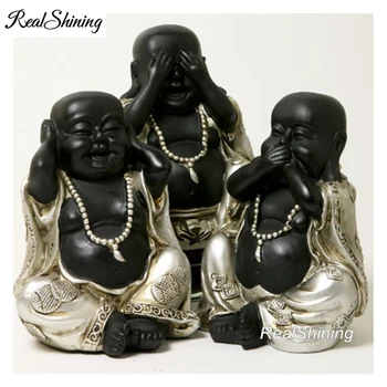 REALSHİNİNG Üç Siyah Buda Mozaik DİY 5D Elmas Nakış Kitleri Desen Rhinestone Çapraz Dikiş FS47 Resim İşleme