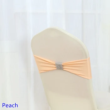 Renk Şeftali kravat Lycra kanat sandalye satılık Düğün Ziyafet Dekorasyon İçin parlak kemer ile kravat şerit Yay kanat bantları