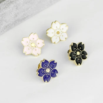 Renkli Kiraz Çiçeği Çiçek Rozeti Broş İğne Sakura Çiçek Emaye Takı Giyim Kanvas Çanta Gömlek Dekorasyon Pin Pin