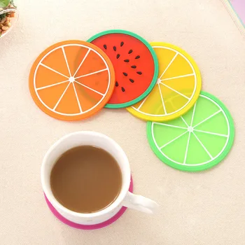 Renkli Meyve Coaster Silikon Çay Bardağı İçecek Tutucu Mat Kaplaması Yastıkları Yemek Masası Kaplaması Bar Bardak Meyve Suyu Yastıkları