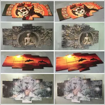 Resimler Tuval Modern 5 Adet Hindistan Fil HD Oturma Odası Duvar Sanat Resim Ev Dekorasyonu Film Posteri Çerçeve Baskılı