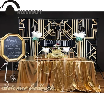Resimli fotoğraf stüdyosu photobooth Allenjoy Gatsby Düğün fotoğrafçılığı zemin Tarzı Parti Dekor Banner doğum günü arka plan