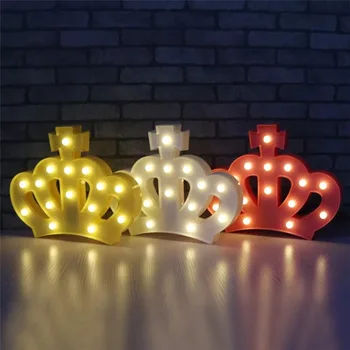 Retro Taç 3D Gece Işığı Bebek Tablo Çocuğun Hediye Kapalı Düğün Partisi seçim Çerçevesi Pil Prenses Lamba Ev Dekorasyon LED