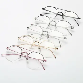 Retro Yarı-Çerçevesiz Gözlük Marka Tasarımcı Kadın Gözlük Optik Bilgisayar Düz Gözlük Aksesuarları De Grau Çerçeveleri