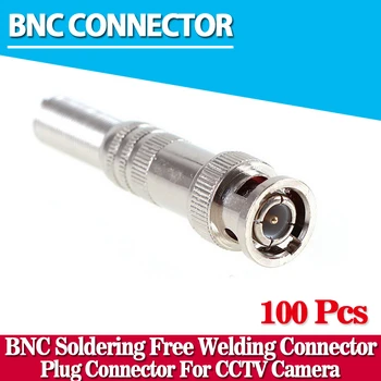 RG için 100pcs/lot BNC Erkek Konnektör-59 Coaxical Kablo, Pirinç Uç, Sıkma, Vidalama, Kablo, CCTV Kamera BNC konnektör