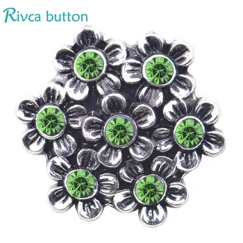 Rivca Snap Düğmesi Takı Yeni DİY 18mm Mixcolour çiçek Snap Düğme Fit Charm deri alaşım Bilezik moda D03714