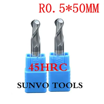 Ro 5 ADET 2 Flüt.5x50mm 1MM Tungsten CNC freze/top end End Mill HRC50 HRC45 HRC55 HRC60 HRC65 Alüminyum freze