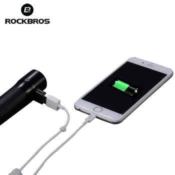 ROCKBROS Bisiklet Işık Güç Banka su Geçirmez USB Şarj edilebilir Bisiklet Işık Yan el Feneri 600 Lümen Uyarı 18650 2000mAh 5 Modları