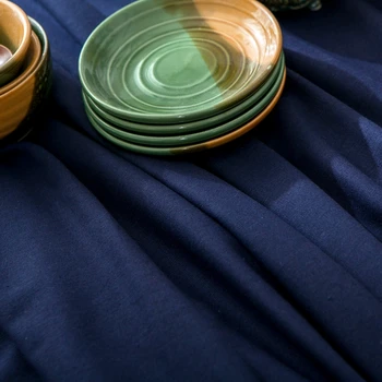 ROMANZO 2018 Yeni Avrupa Klasik Püskül Pamuk Kumaş masa Örtüsü Dikdörtgen Lacivert Düz Renk Masa örtüsü Yemek