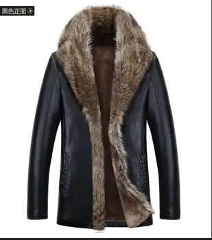 S-4XL kürk erkek deri ceket kış 2016 yeni moda Hakiki Deri %100 Sıcak motosiklet ceket kalın sıcak palto MA025