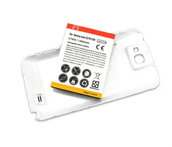 S2 i9100 Yerine 2 II N7100 Telefon Yedek Yedek Pil Samsung Galaxy Note İçin 6500mAh Batarya+Beyaz Arka Kapak Genişletilmiş