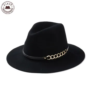 Saf erkekler için yeni moda siyah fötr şapka Yün kadın fötr şapkaları aldık Büyük ağzına kadar Kış red hat [HUB017]