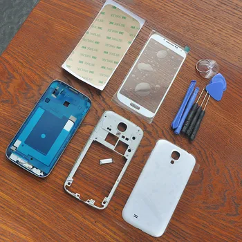 Samsung İçin beyaz Konut Kapak Çerçeve Orta Kasa, Batarya Kapağı,Dış Cam,3M Yapıştırıcı,Araçlar,Ev Düğmesine i9505 Galaxy S4 SIV