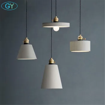 Sanat Tasarımcısı Çimento lamba Amerikan Gri Cafe kolye lamba Endüstriyel Gri Çimento abajur E27 kolye ışık fikstür LED