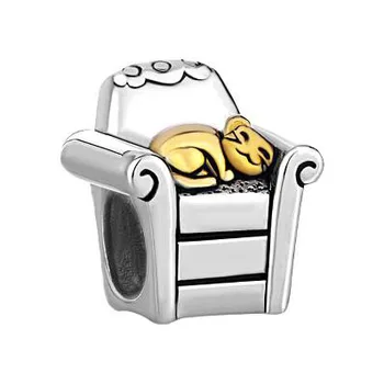 Sandalye Büyüsünde uygun Pandora bilezikler Gümüş Kedi Bileziği Tüm Markalar boncuk Bilezik yapımı takı için Uygun