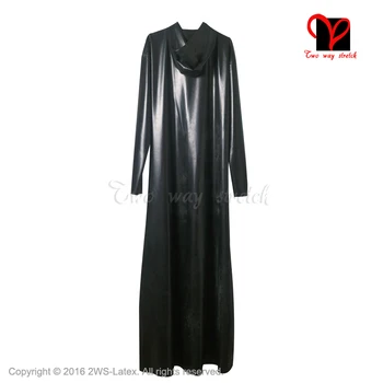 Seksi Siyah Lateks kaput yağmur ceket kapüşonlu ceket Sabahlık Kauçuk Üst cape panço Trençkot Elbise artı boyutu XXXL DY-002