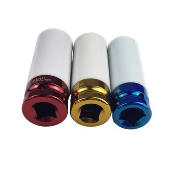 Sektörün 1/2 İnç Dr. Renk Kodu İnce Duvar Araba Tekerleği Derin Etkisi Somun Soket mm 17 mm/19 mm/Set