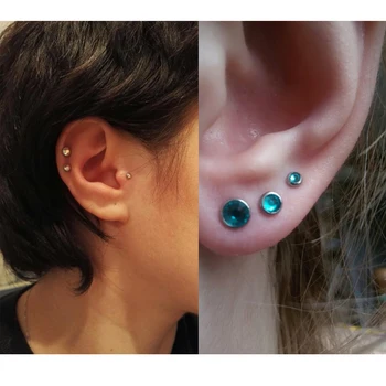 Sektörün Düz Gem Kulak Kıkırdak Halter Üst Üst Kulak Kadınlar 16 Göstergesi İçin Küpe Moda Kulak Labret Piercing Takı Stud