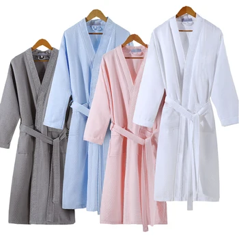 Severler Yaz Moda Waffle Bornoz Kadın Emmek Su Kimono Bornoz Artı Boyutu Elbise Nedime Elbiseler Giyinme Sabahlık Seksi