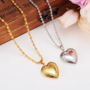 Sevgililer günü Hediyesi Kalp Boş alanı Kolye Mücevher 14 K Sarı veya Beyaz Altın GF Romantik Fantezi Dolu Madalyon