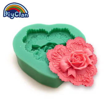 Sevgililer Günü pastası dekorasyon için kalp çiçek silikon kalıp F0653AX35 şekil şekerleme ve çikolata şeker araçları rose