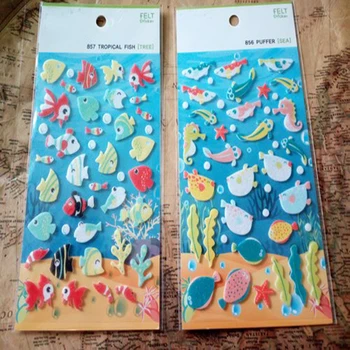 Sevimli 2 Renk Tropikal Balık Sticker DİY Dokunmamış Çocuk İçin Kumaş Keçe Karikatür