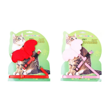 Sevimli Comfort Kedi & Köpek Pet Güvenlik Yeleği Koşum Yürüyüş + Eşleşen Kurşun Tasma Melek Kanatları Özgün Tasarım Kostüm