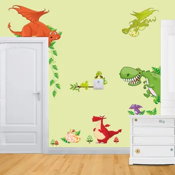 Sevimli Dinozor Duvar Çıkartmaları Çocuk Odası İçin çocuk odası Duvar Dekoratif Vinil Çıkartmalar Hayvan Vinilos Decorativos Para Paredes DİY