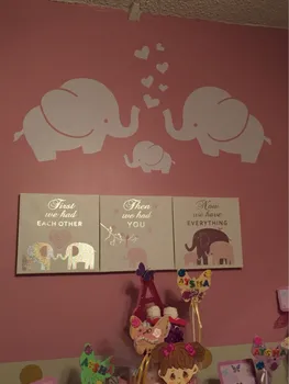 Sevimli Fil Kalpler Aile Duvar Çıkartmaları Bebek Çocuk Odası Dekorasyonu Çocuk Odası Duvar Çıkartmaları Hipster Modern Retro Vintage İç Dekor