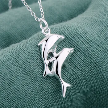 Sevimli hayvan Yunus Gümüş Kolye Yeni Satış Gümüş kolye & kolye /EUBBHXOT LVOAWOZE kaplama
