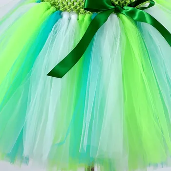 Sevimli Karikatür Kız Tül Elbise Yeşil Doğum Günü Parti Tutu Elbise Kız Prenses Elbise Çocuklar Tinkerbell Bahçe Peri Cosplay Kostüm